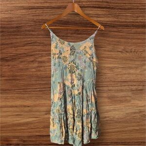 SO Mint Green Floral Spaghetti Strap Sun Dress